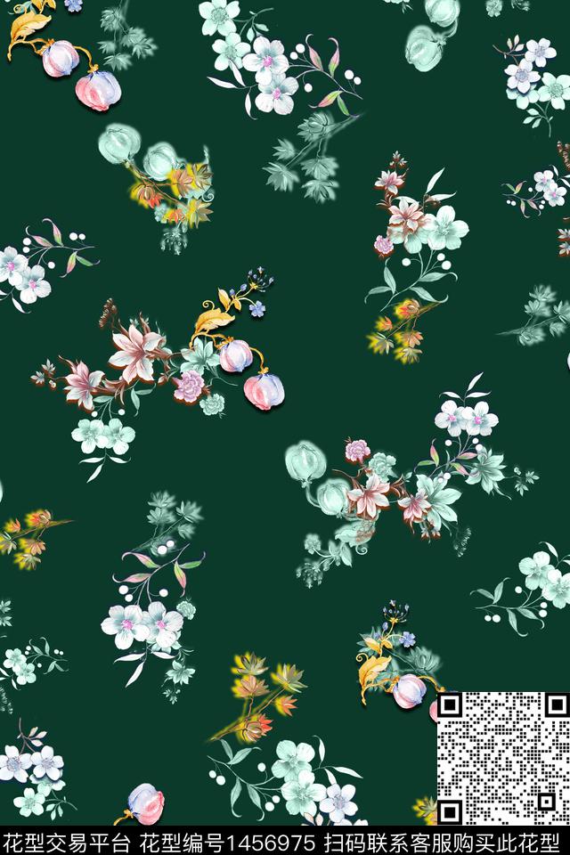 花卉香云纱真丝数码印花华亿平台下载（图片编号: 1456975） - 瓦栏（Walan）