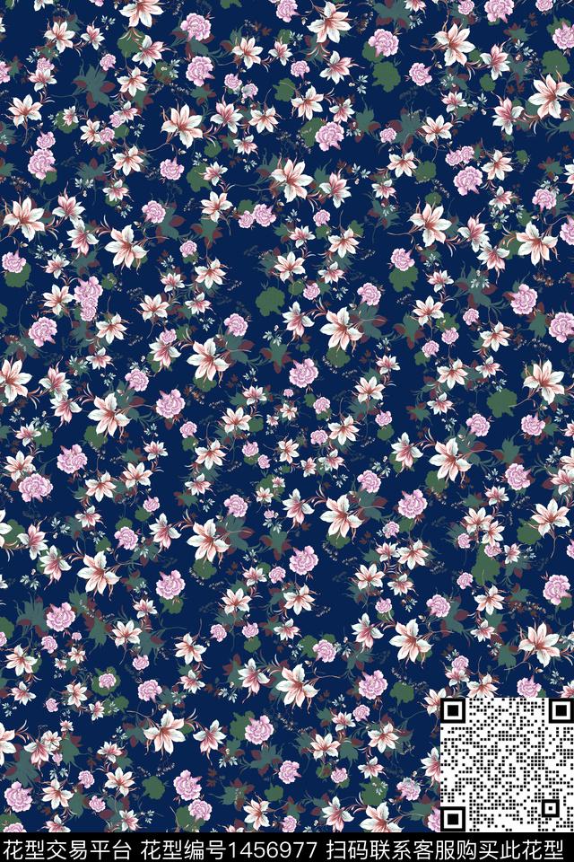 花卉香云纱真丝数码印花华亿平台下载（图片编号: 1456977） - 瓦栏（Walan）