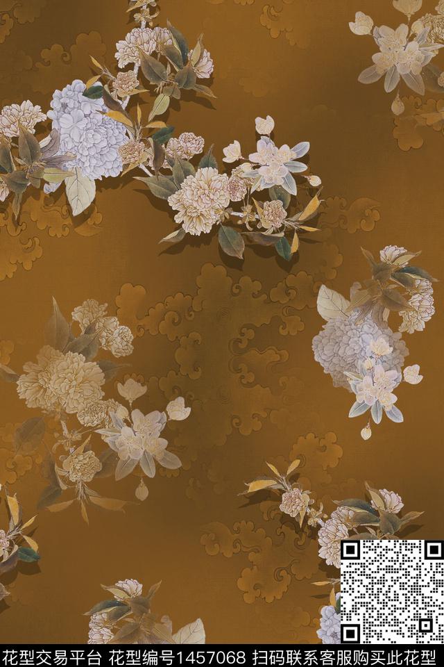 中国风真丝香云纱数码印花华亿平台下载（图片编号: 1457068） - 瓦栏（Walan）