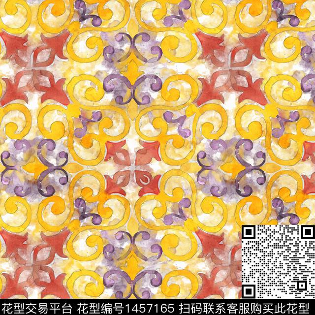 民族花卉扎染华亿平台曼陀罗数码印花华亿平台下载（图片编号: 1457165） - 瓦栏（Walan）