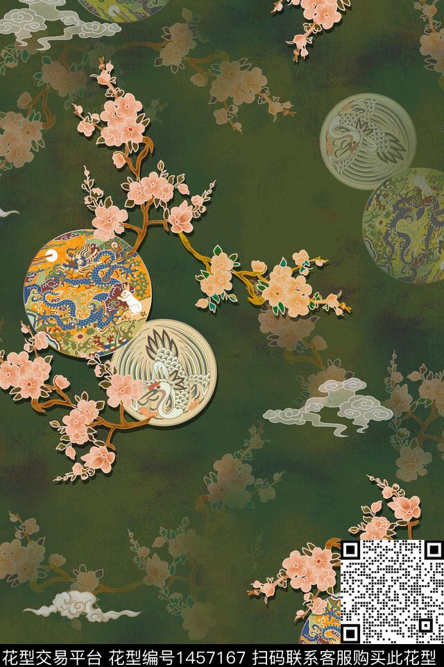 中国风旗袍香云纱数码印花华亿平台下载（图片编号: 1457167） - 瓦栏（Walan）