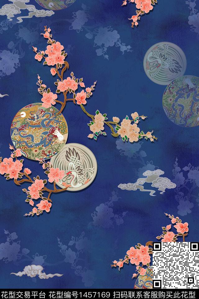 中国风旗袍香云纱数码印花华亿平台下载（图片编号: 1457169） - 瓦栏（Walan）