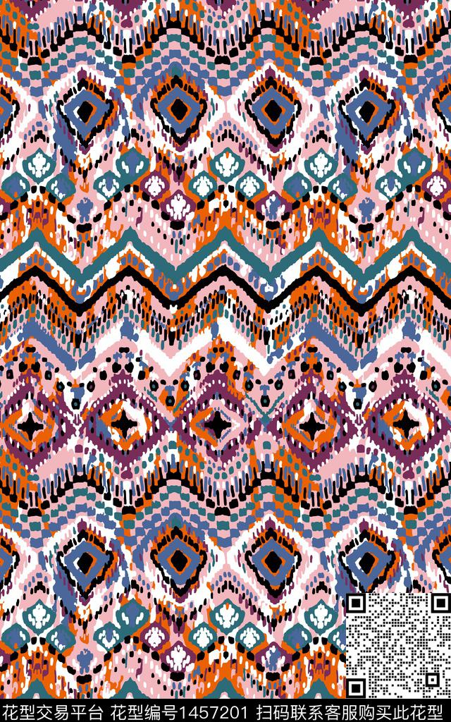 几何大牌风抽象传统印花华亿平台下载（图片编号: 1457201） - 瓦栏（Walan）