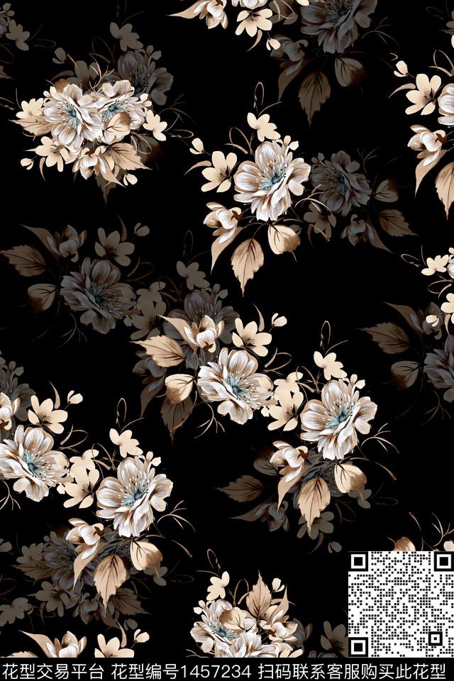 花卉小清新真丝数码印花华亿平台下载（图片编号: 1457234） - 瓦栏（Walan）