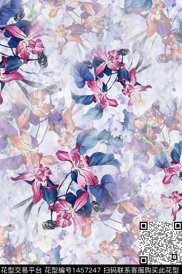 绿植树叶水彩肌理数码印花华亿平台下载（图片编号: 1457247） - 瓦栏（Walan）