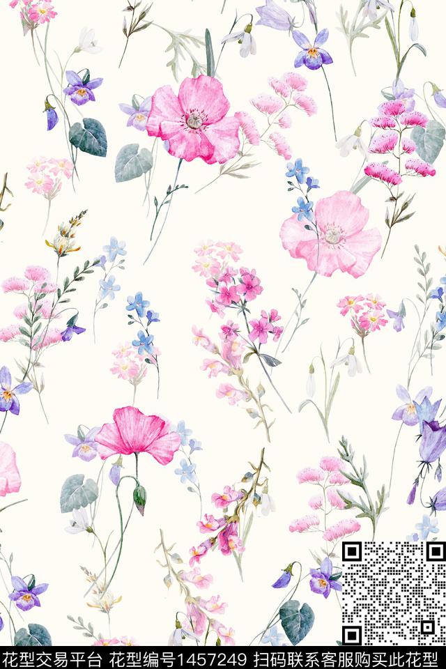 绿植树叶水彩年轻女性数码印花华亿平台下载（图片编号: 1457249） - 瓦栏（Walan）