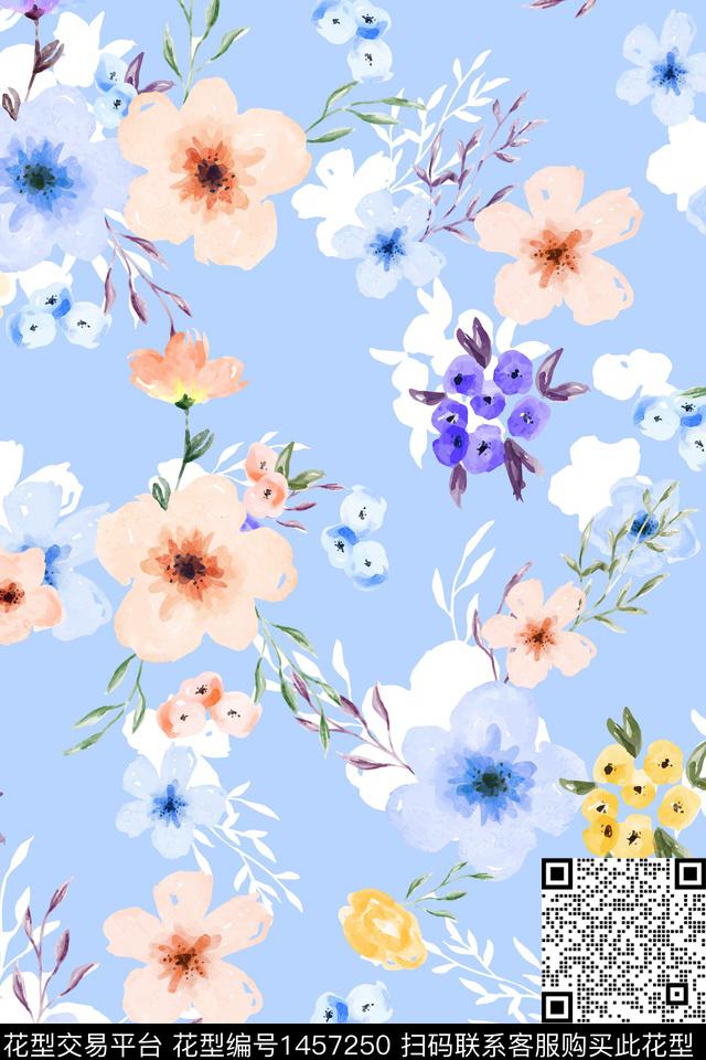 水彩肌理大牌风数码印花华亿平台下载（图片编号: 1457250） - 瓦栏（Walan）