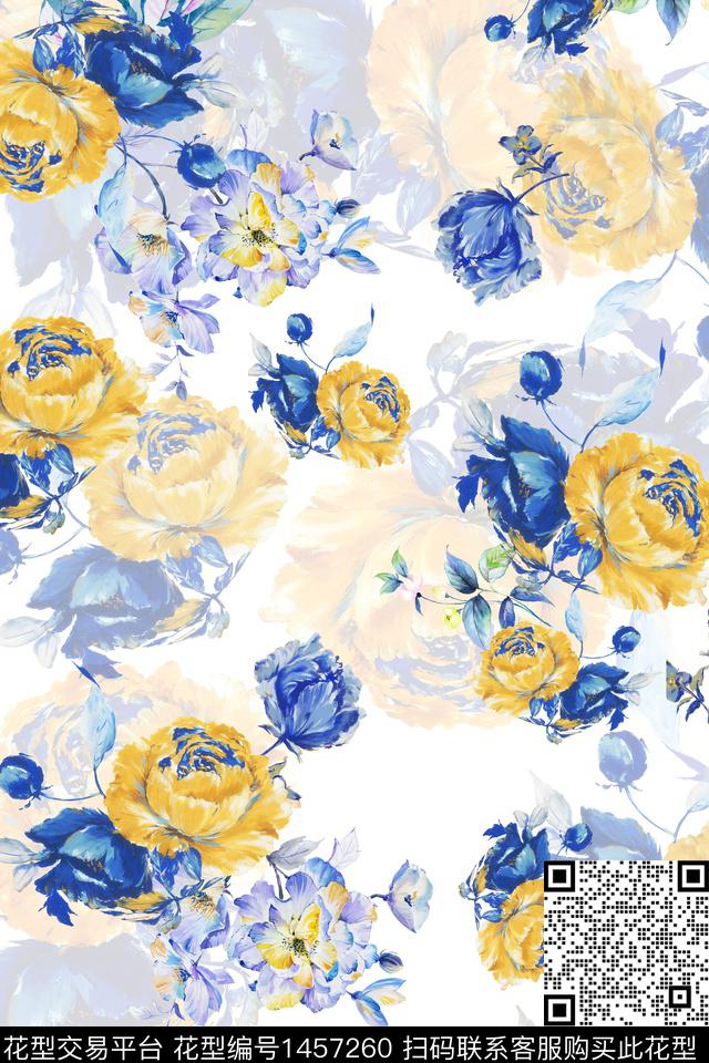 绿植树叶水彩年轻女性数码印花华亿平台下载（图片编号: 1457260） - 瓦栏（Walan）