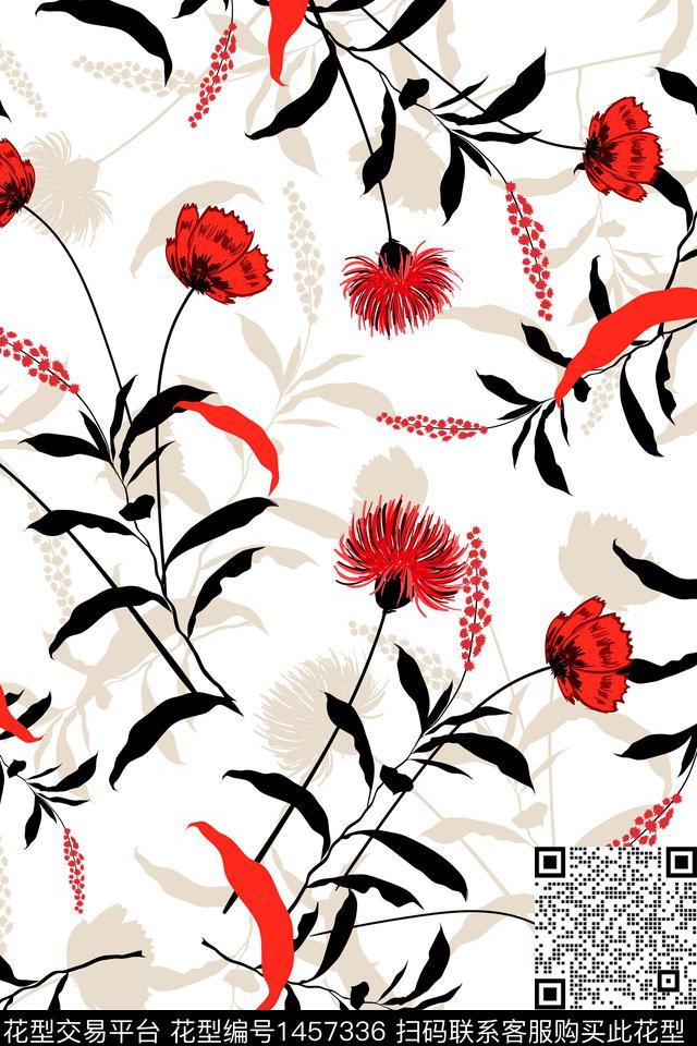 植物真丝年轻女性数码印花华亿平台下载（图片编号: 1457336） - 瓦栏（Walan）