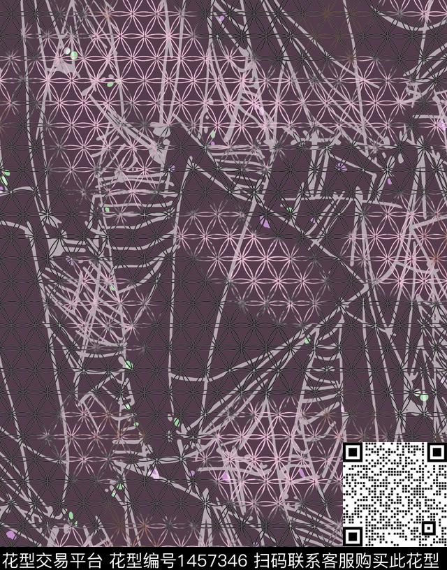 几何花卉几何肌理传统印花华亿平台下载（图片编号: 1457346） - 瓦栏（Walan）