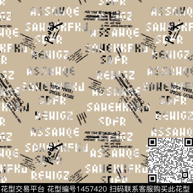几何字母男装数码印花华亿平台下载（图片编号: 1457420） - 瓦栏（Walan）