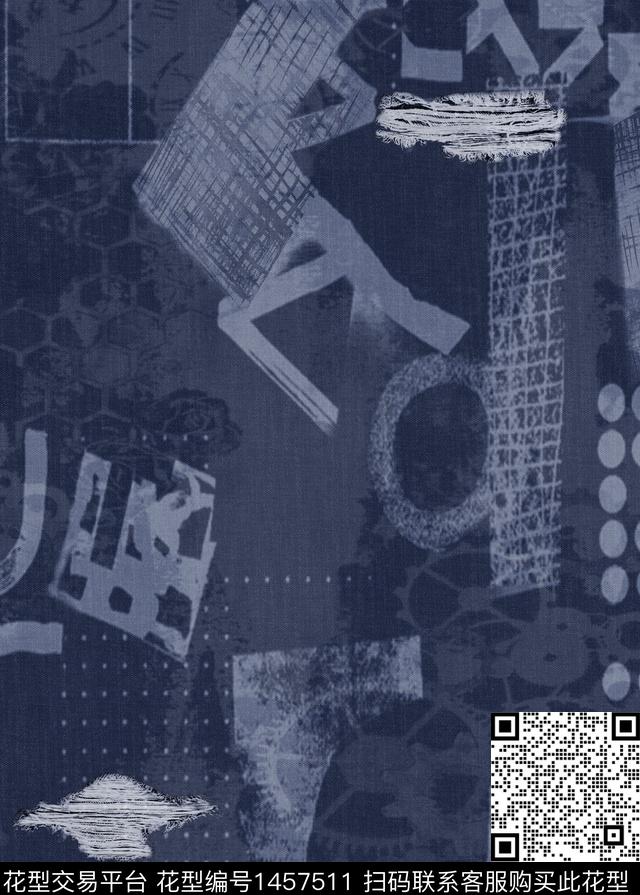 涂鸦男装满版花时尚数码印花华亿平台下载（图片编号: 1457511） - 瓦栏（Walan）