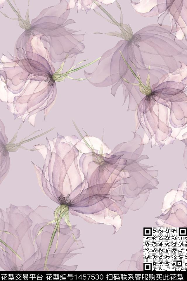 清爽底花卉花卉大牌风数码印花华亿平台下载（图片编号: 1457530） - 瓦栏（Walan）