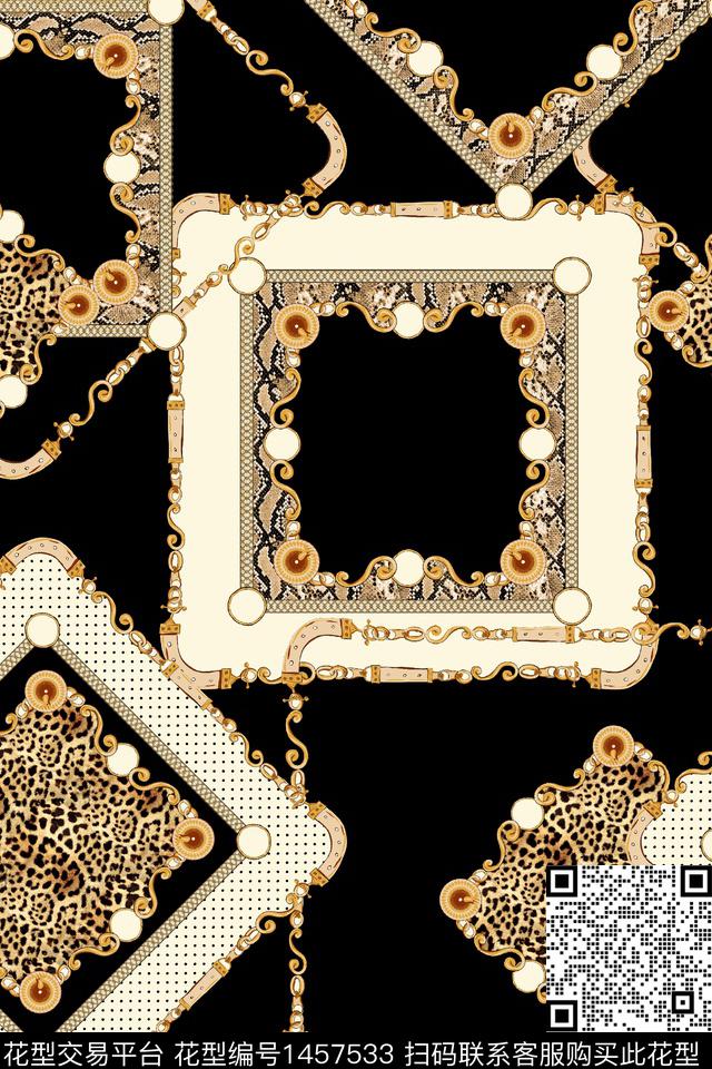 黑底花卉大牌风真丝数码印花华亿平台下载（图片编号: 1457533） - 瓦栏（Walan）