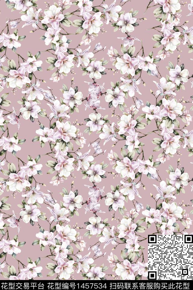 清爽底花卉花卉大牌风数码印花华亿平台下载（图片编号: 1457534） - 瓦栏（Walan）
