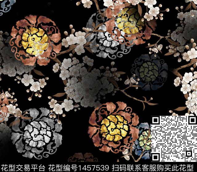 连衣裙女装花卉传统印花华亿平台下载（图片编号: 1457539） - 瓦栏（Walan）