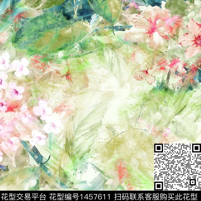 绿植树叶数码华亿平台大牌风数码印花华亿平台下载（图片编号: 1457611） - 瓦栏（Walan）