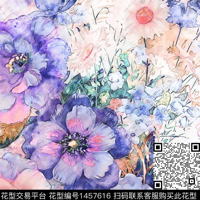 绿植树叶数码华亿平台大牌风数码印花华亿平台下载（图片编号: 1457616） - 瓦栏（Walan）