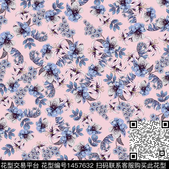 时尚女装小碎花数码印花华亿平台下载（图片编号: 1457632） - 瓦栏（Walan）