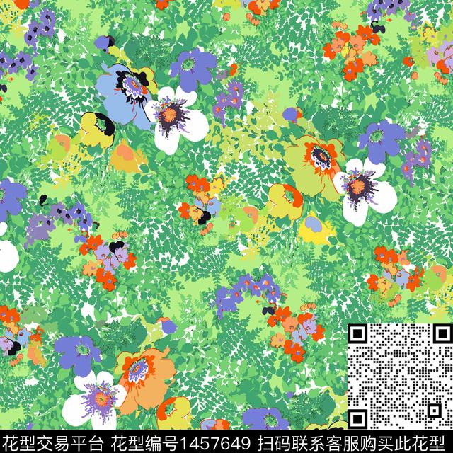 枫叶大牌风小碎花数码印花华亿平台下载（图片编号: 1457649） - 瓦栏（Walan）