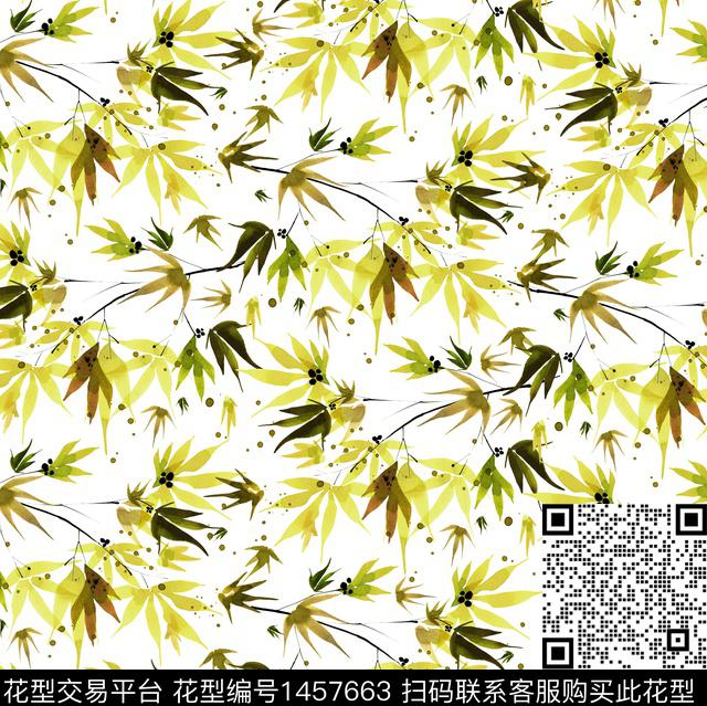 枫叶大牌风小碎花数码印花华亿平台下载（图片编号: 1457663） - 瓦栏（Walan）