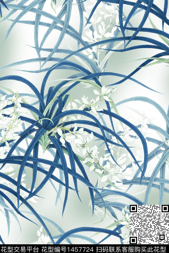 花卉大牌风香云纱数码印花华亿平台下载（图片编号: 1457724） - 瓦栏（Walan）