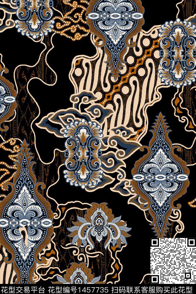 时尚民族风香云纱数码印花华亿平台下载（图片编号: 1457735） - 瓦栏（Walan）