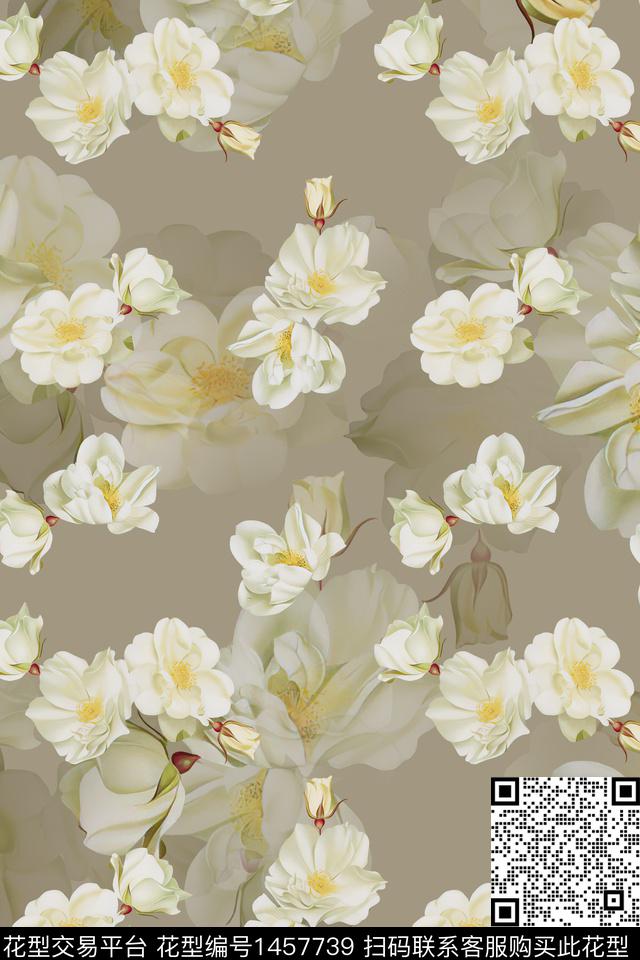 清爽底花卉花卉大牌风数码印花华亿平台下载（图片编号: 1457739） - 瓦栏（Walan）