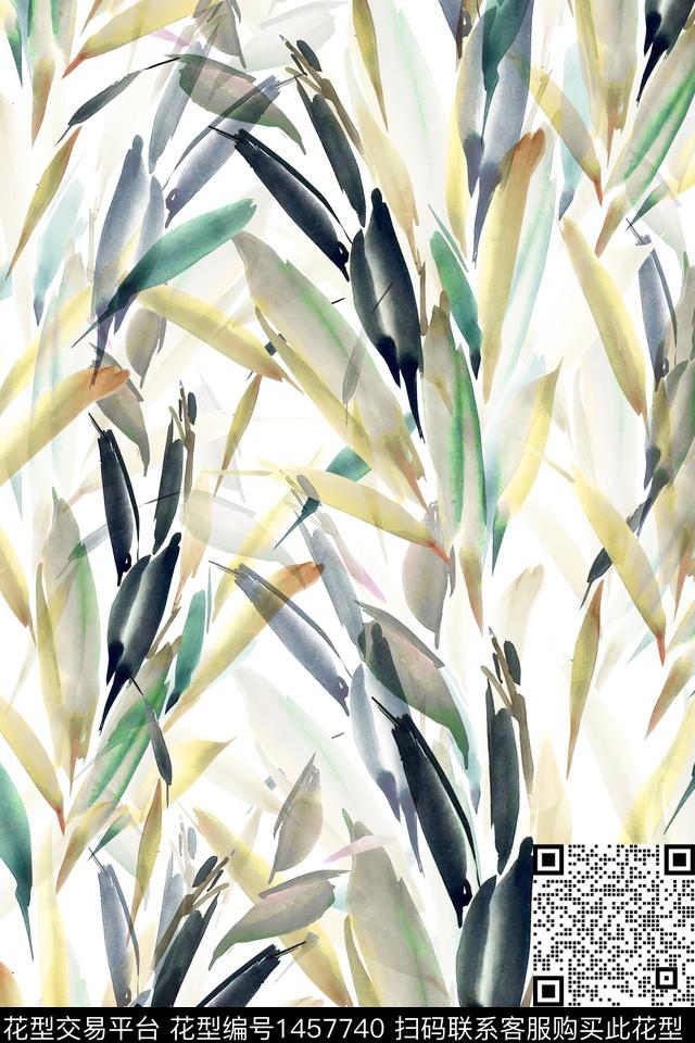 绿植树叶花卉大牌风数码印花华亿平台下载（图片编号: 1457740） - 瓦栏（Walan）