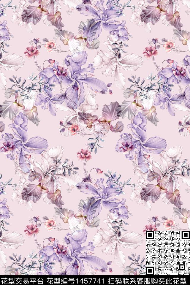 清爽底花卉花卉大牌风数码印花华亿平台下载（图片编号: 1457741） - 瓦栏（Walan）