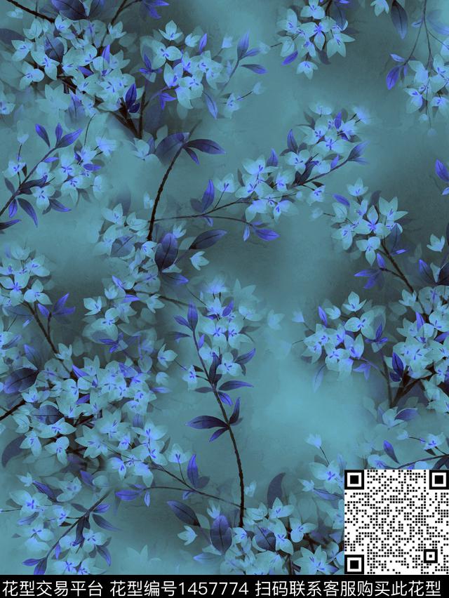 数码华亿平台花卉香云纱数码印花华亿平台下载（图片编号: 1457774） - 瓦栏（Walan）