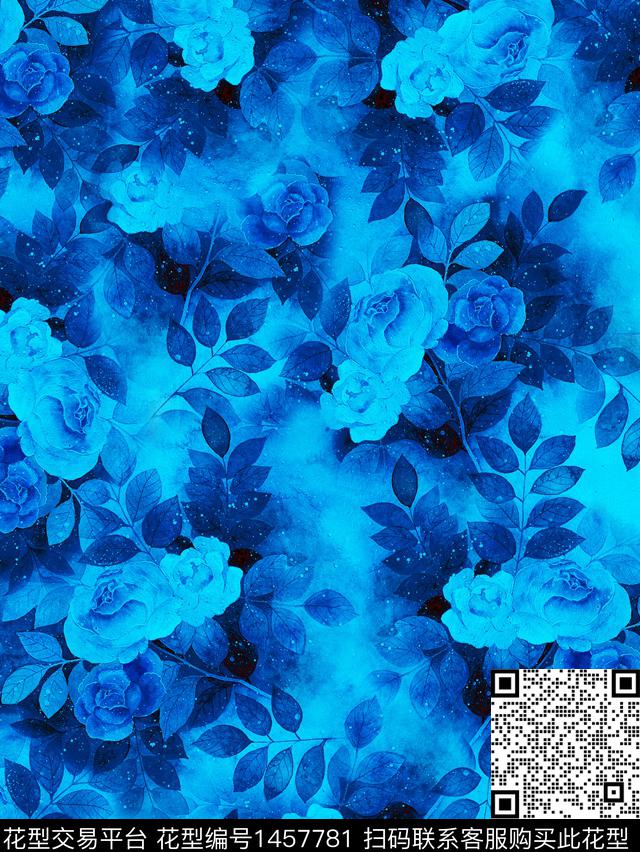 数码华亿平台花卉香云纱数码印花华亿平台下载（图片编号: 1457781） - 瓦栏（Walan）