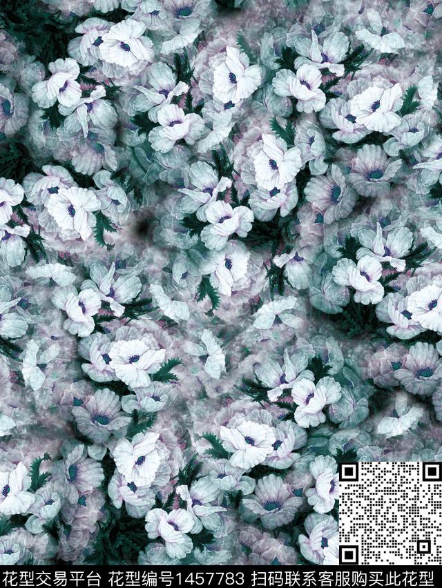 数码华亿平台花卉香云纱数码印花华亿平台下载（图片编号: 1457783） - 瓦栏（Walan）