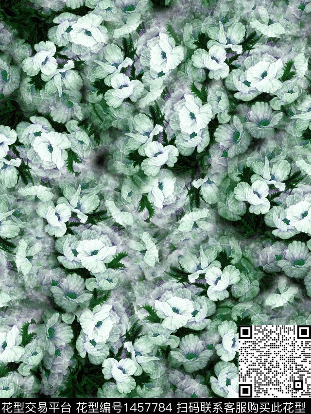 数码华亿平台花卉香云纱数码印花华亿平台下载（图片编号: 1457784） - 瓦栏（Walan）