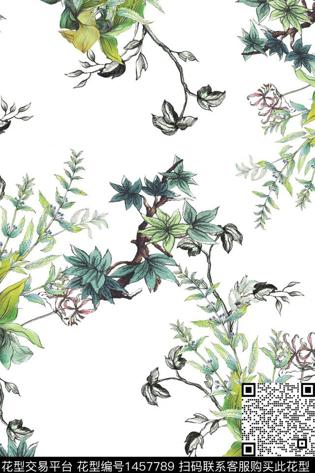 花卉中国风小碎花数码印花华亿平台下载（图片编号: 1457789） - 瓦栏（Walan）