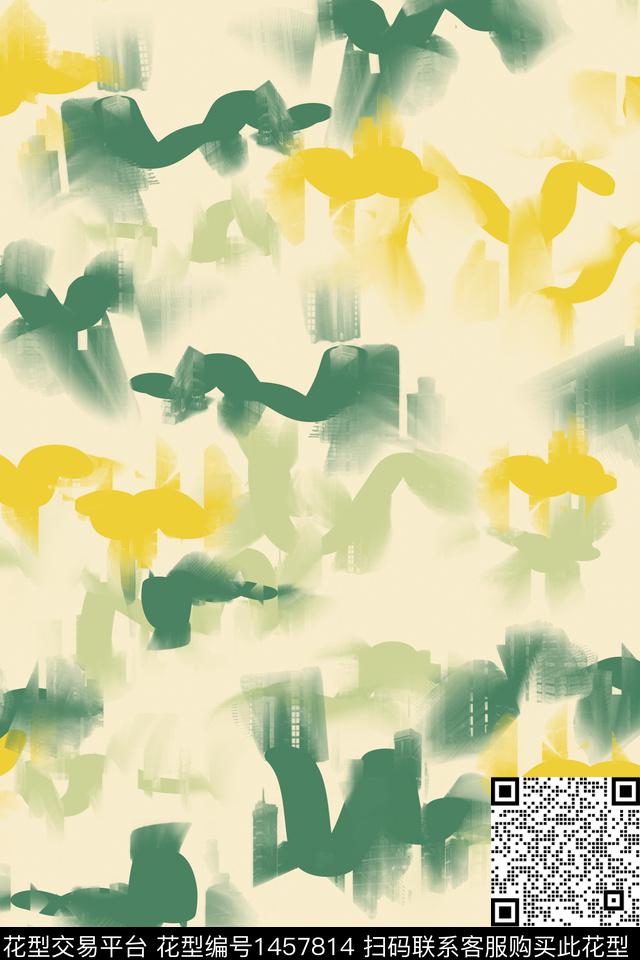 趋势华亿平台抽象趣味数码印花华亿平台下载（图片编号: 1457814） - 瓦栏（Walan）