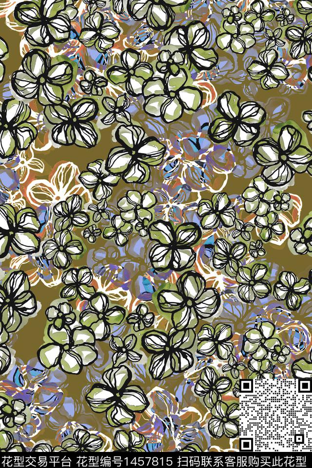 复古花卉大牌风数码印花华亿平台下载（图片编号: 1457815） - 瓦栏（Walan）