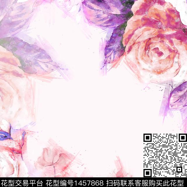 数码华亿平台手绘玫瑰牡丹数码印花华亿平台下载（图片编号: 1457868） - 瓦栏（Walan）