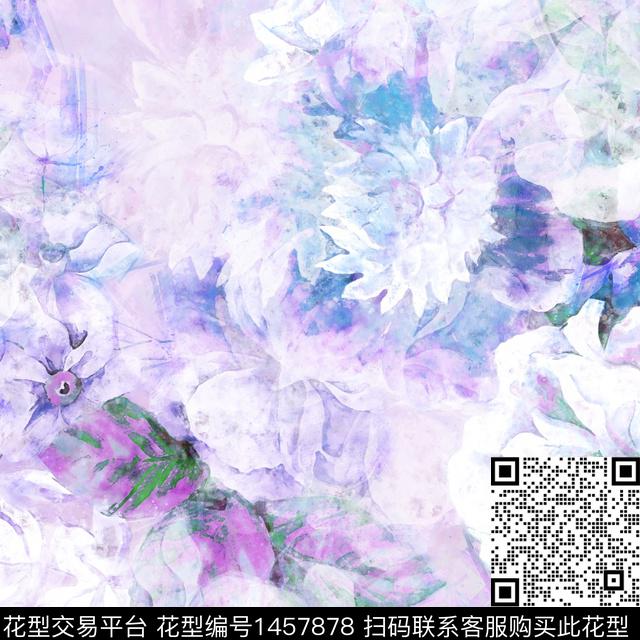 数码华亿平台牡丹水彩花卉数码印花华亿平台下载（图片编号: 1457878） - 瓦栏（Walan）