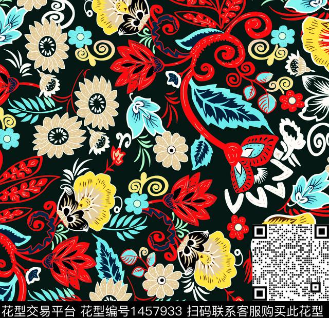 水彩数码华亿平台花卉数码印花华亿平台下载（图片编号: 1457933） - 瓦栏（Walan）