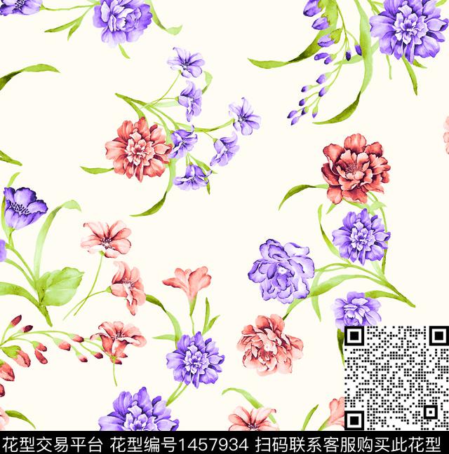 水彩小碎花数码华亿平台数码印花华亿平台下载（图片编号: 1457934） - 瓦栏（Walan）