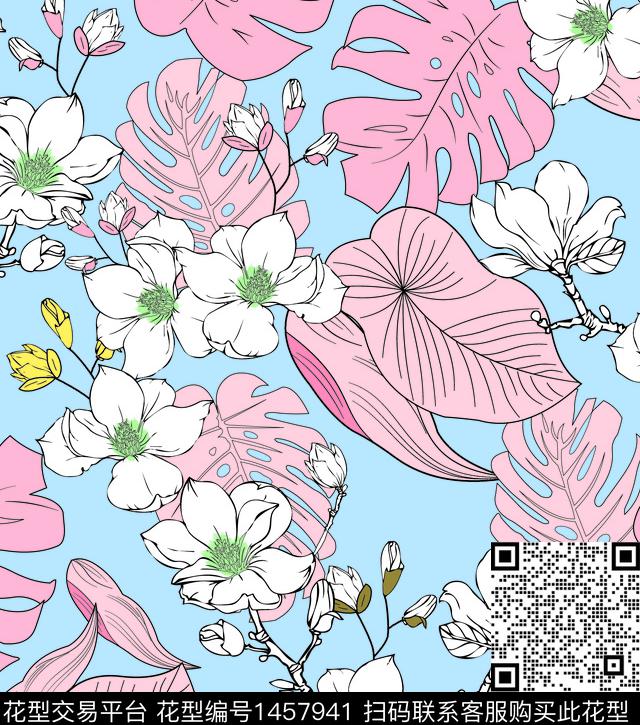 水彩数码华亿平台花卉数码印花华亿平台下载（图片编号: 1457941） - 瓦栏（Walan）