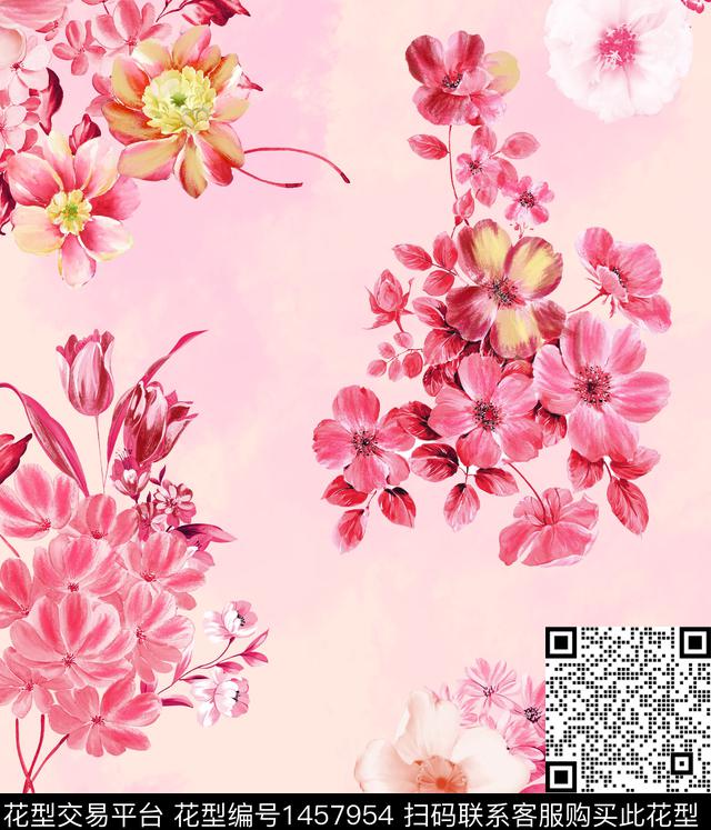 水彩数码华亿平台花卉数码印花华亿平台下载（图片编号: 1457954） - 瓦栏（Walan）