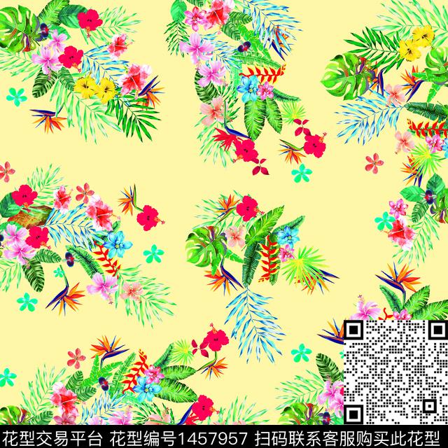 水彩数码华亿平台花卉数码印花华亿平台下载（图片编号: 1457957） - 瓦栏（Walan）