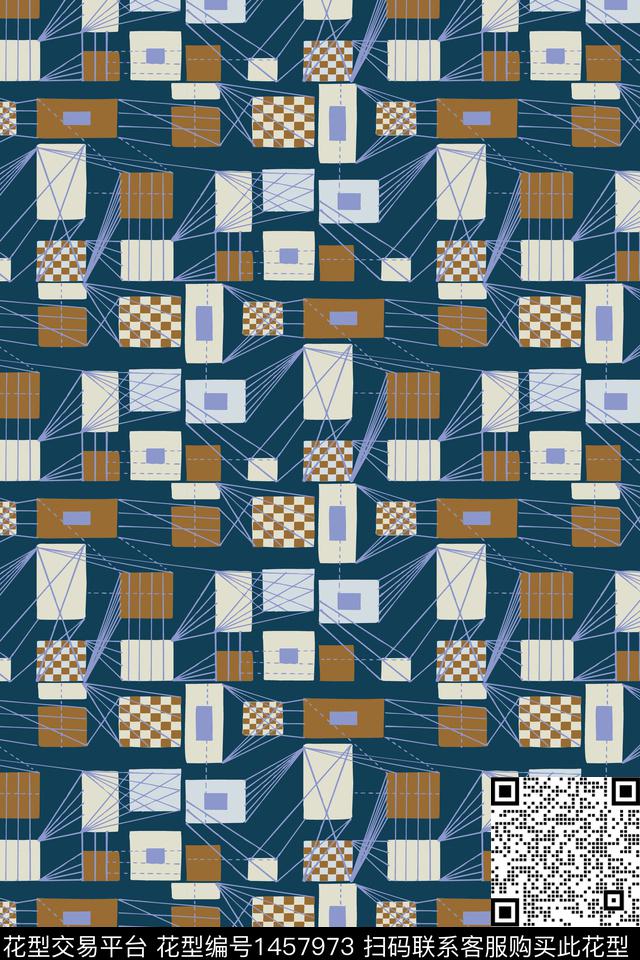 男装格子几何数码印花华亿平台下载（图片编号: 1457973） - 瓦栏（Walan）