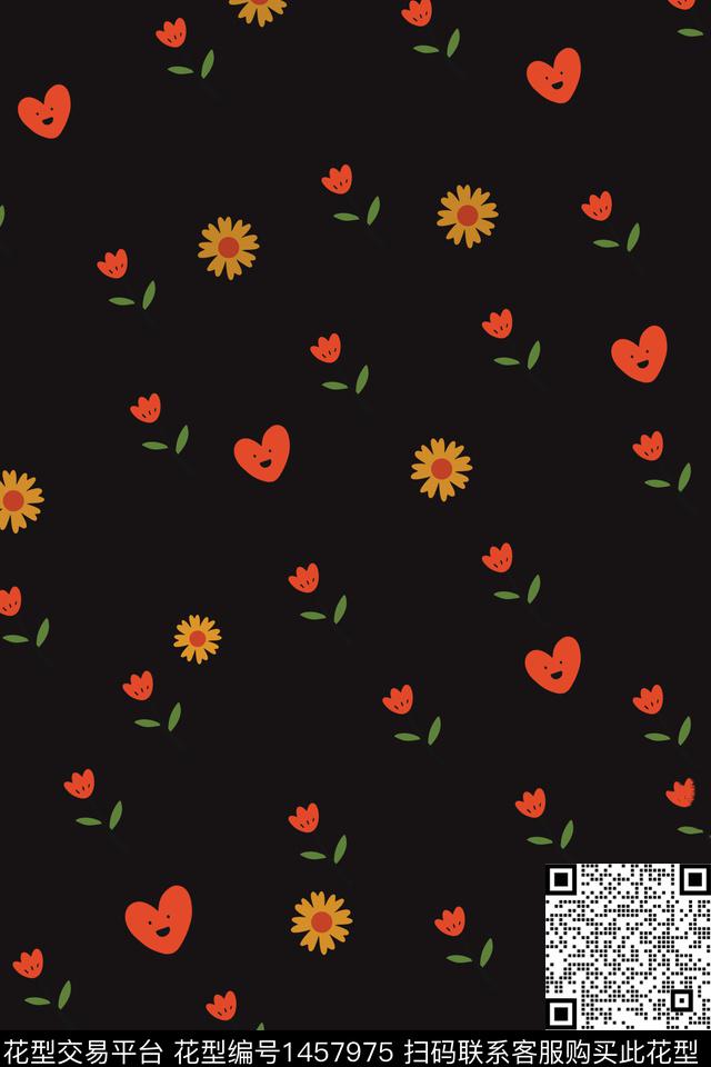 可爱花卉香云纱数码印花华亿平台下载（图片编号: 1457975） - 瓦栏（Walan）