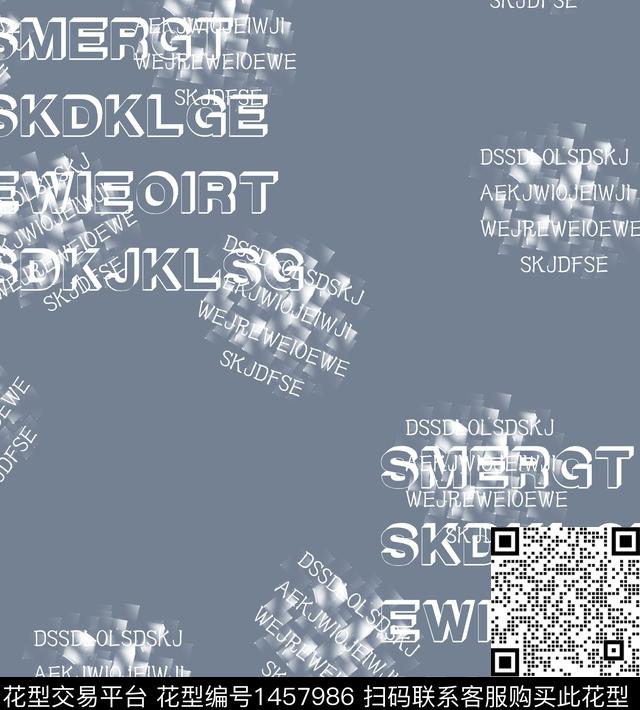 几何格子字母数码印花华亿平台下载（图片编号: 1457986） - 瓦栏（Walan）