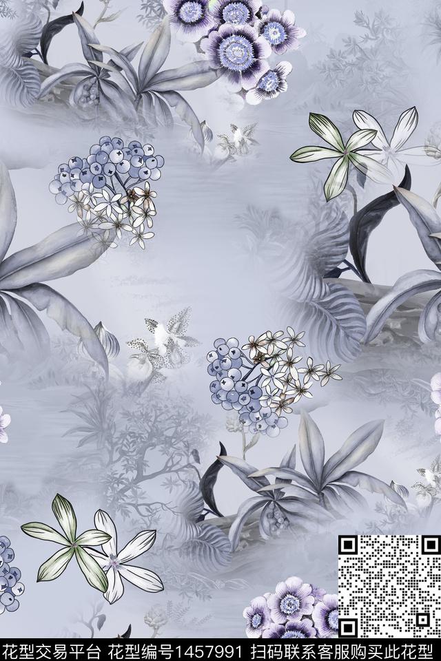 大牌风香云纱中国风数码印花华亿平台下载（图片编号: 1457991） - 瓦栏（Walan）