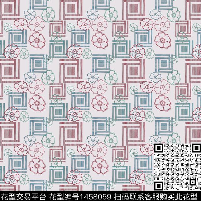 几何格子大牌风传统印花华亿平台下载（图片编号: 1458059） - 瓦栏（Walan）