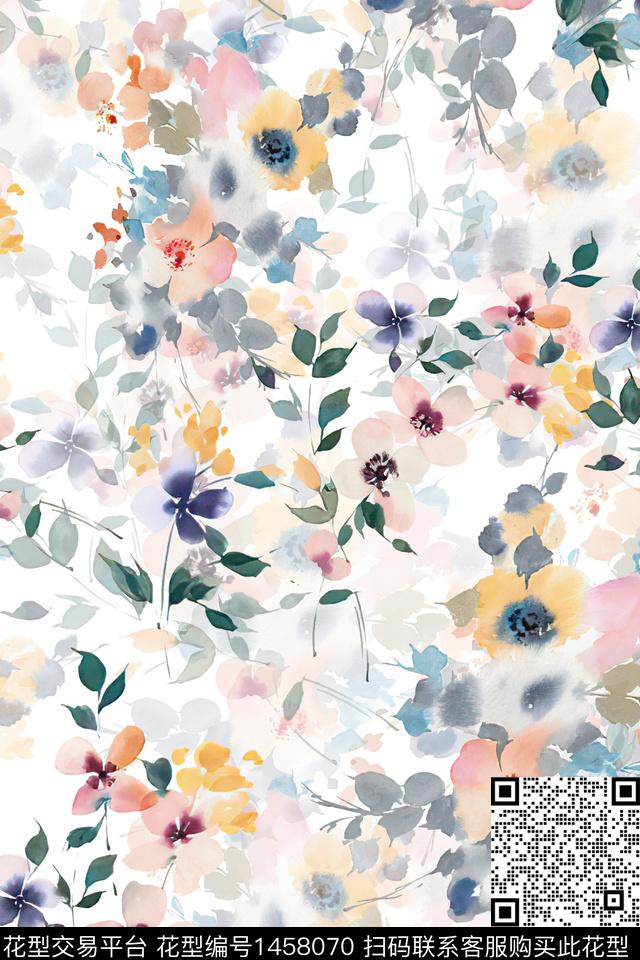 时尚花卉小清新数码印花华亿平台下载（图片编号: 1458070） - 瓦栏（Walan）